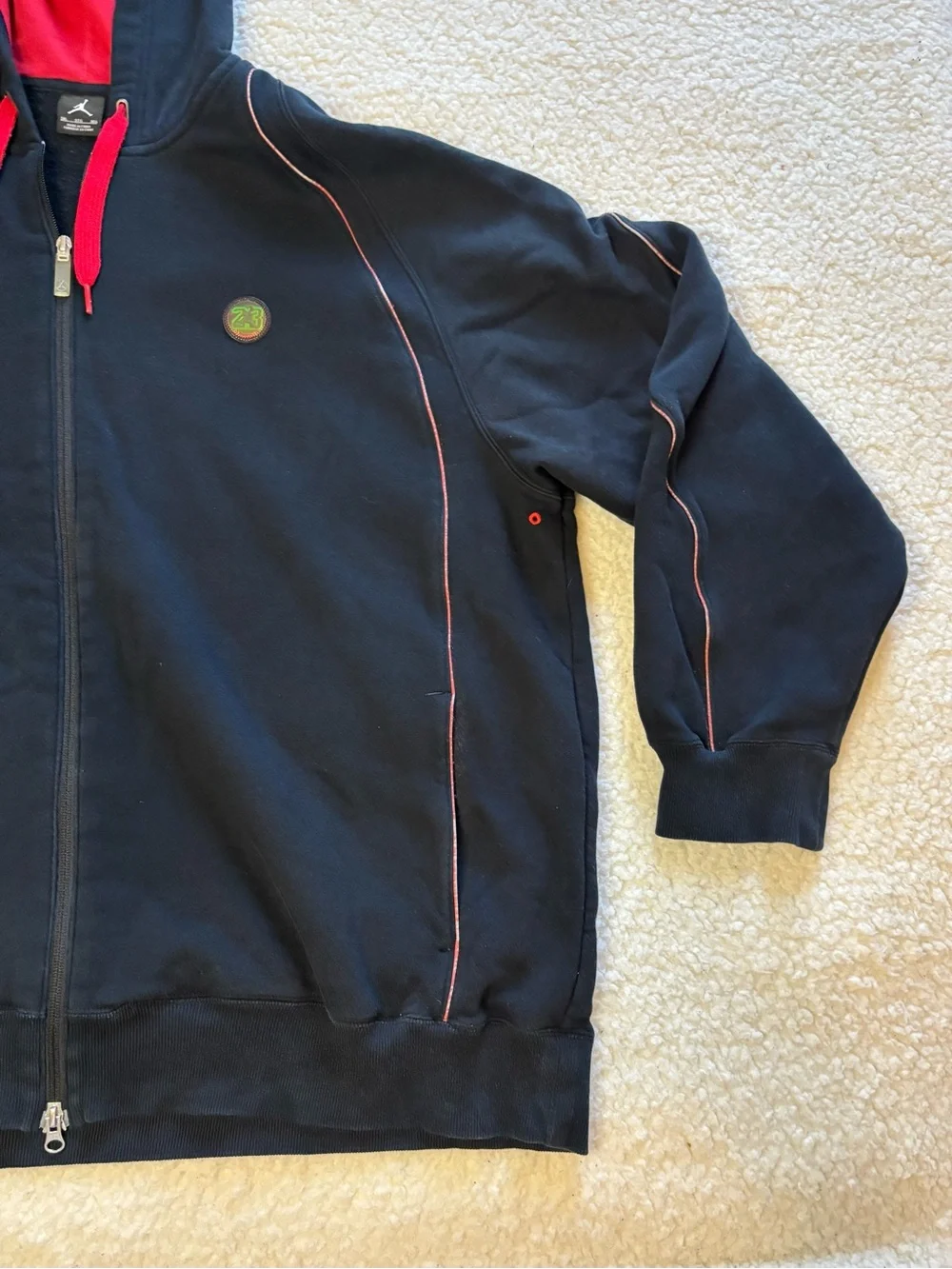Air Jordan Retro Men Vintage Black Red Full Zip Hoodie